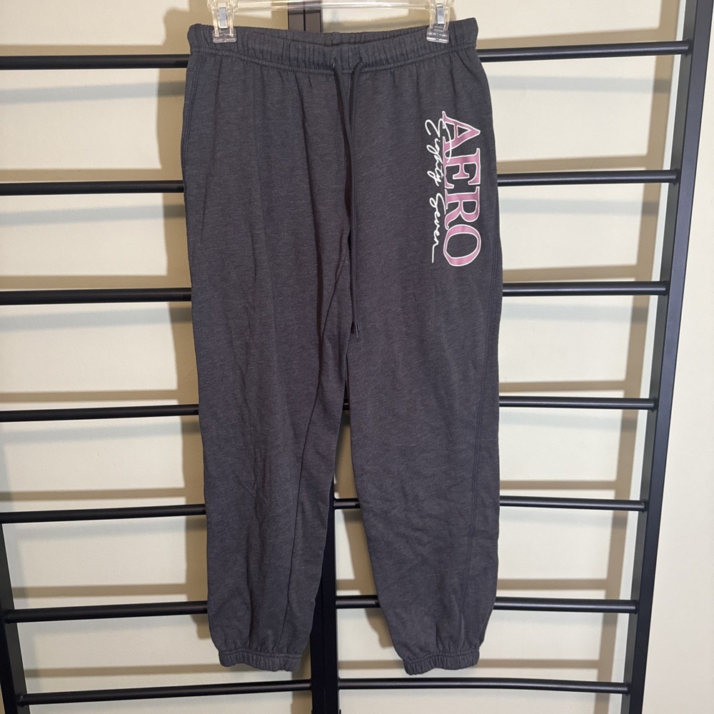 Aeropostale Sweatpants Aero Eighty Seven‎ With Cinched Waist Gray Size Medium
